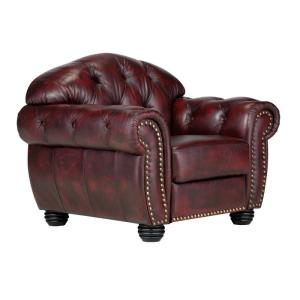 Masívne kreslo Chesterfield Hereford z pravej kože, červené – 112×96×94 cm