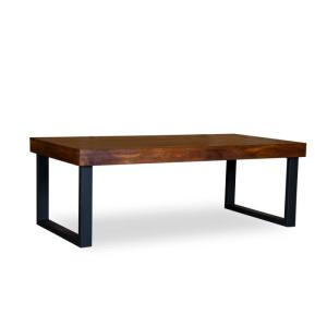 Masívny konferenčný stolík Ettrick z akácie, lakovaný, hnedý – 116×57×40 cm
