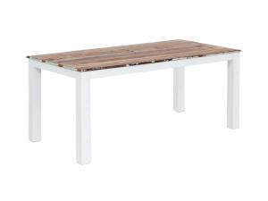 Masívny jedálenský stôl Perth z recyklovaného dreva, lakovaný, biely s farebnými prvkami – 180×90 cm