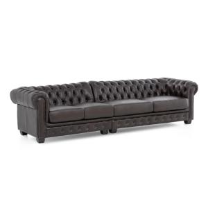 Pohovka Chesterfield z pravej kože, hnedá, 310×100×72 cm