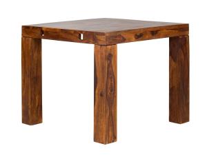 Masívny jedálenský stôl Cubus z palisandra, lakovaný, hnedý – rozkladací 90×90 cm