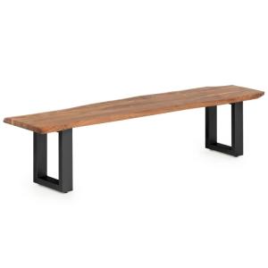 Masívna lavica Bullwer z akáciového dreva, lakovaná, čierna – 160×40 cm