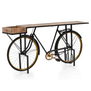 Lakovaný konzolový stôl Bike z kovu, čierny – 185×45×90 cm