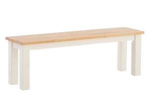 Masívna lavička Capera z borovice a MDF, lakovaná, biela/hnedá – 134×35×45 cm