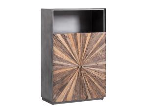 Masívna komoda Highboard Derby z recyklovaného dreva a kovu, lakovaná, šedá – 90×45×145 cm