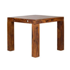 Masívny jedálenský stôl Cubus z palisandra, lakovaný, hnedý – rozkladací 90×90 cm