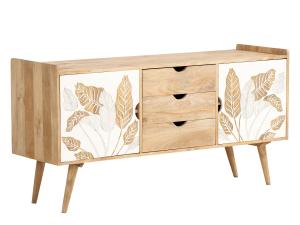 Masívna skrinka pod umývadlo Barani z mangového dreva, lakovaná, hnedá – 150×42×75 cm