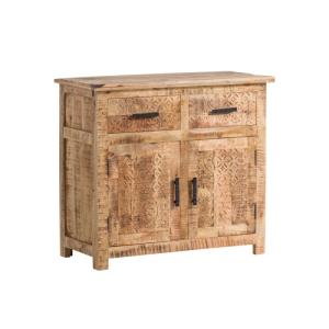 Masívna komoda Bombaj z mangového dreva, lakovaná, hnedá – 90×42×80 cm