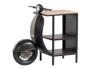 Masívny toaletný stolík Scooter z mangového dreva a kovu, lakovaný, čierny