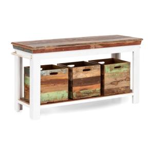 Masívna umývadlová skrinka Perth z recyklovaného dreva, lakovaná, biela / farebná – 150×52×75 cm