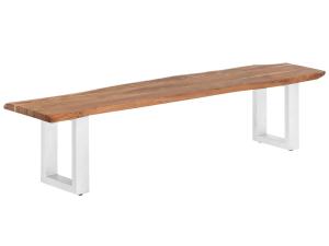 Masívna lavica Bullwer z akáciového dreva, lakovaná, hnedá – 190×40 cm