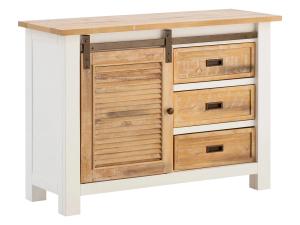 Masívna komoda Capera z borovice a MDF, lakovaná, biela a hnedá – 103×42×80 cm