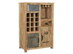 Masívna komoda Highboard Pune z mangového dreva, lakovaná, prírodná farba – 80×43×110 cm