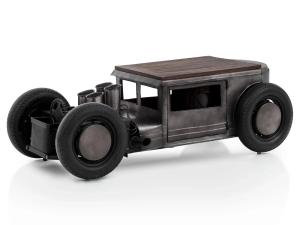 Masívny konferenčný stolík Car z mangového dreva a kovu, lakovaný, čierny – 160×65×50 cm