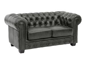 Dvojmiestna pohovka Chesterfield z pravej kože, zelená – 155×90×72 cm