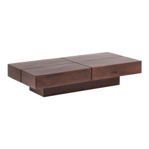 Masívny konferenčný stolík Amberley z akáciového dreva, lakovaný, hnedý – 140×70 cm