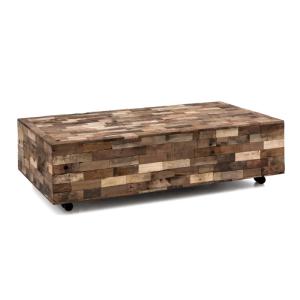 Masívny konferenčný stolík Kavali z recyklovaného starého dreva, neupravený, hnedý – 150×75×40 cm