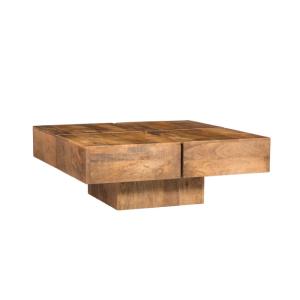 Masívny konferenčný stolík Amberley z mangového dreva, lakovaný, prírodný – 80×80 cm