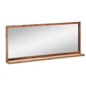 Masívne kúpeľňové zrkadlo Sydney Bright II z akácie, lakované, hnedé – 138×60 cm