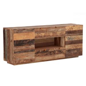 Masívny príborník Oldwood z recyklovaného dreva, lakovaný, prírodná farba – 180×40×75 cm