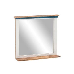 Masívne kúpeľňové zrkadlo Perth z recyklovaného dreva, lakované, biele / hnedé – 70×14×70 cm
