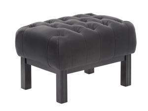 Masívny taburet Chesterfield Kingsfield z pravej kože, čierny – 61×46×43 cm