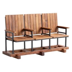 Masívna lavička Cobi z recyklovaného dreva, lakovaná, hnedá – 140×50×92 cm