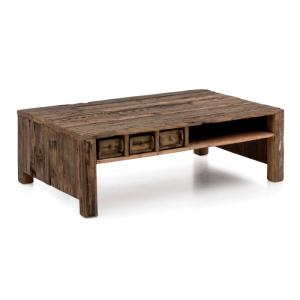 Masívny konferenčný stolík Madurai z recyklovaného dreva, neupravený, hnedý – 125×75×40 cm