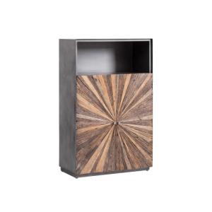 Masívna komoda Highboard Derby z recyklovaného dreva a kovu, lakovaná, šedá – 90×45×145 cm
