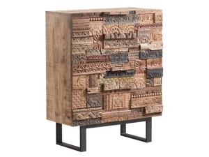 Masívna komoda Highboard v Grónsku z mangového dreva, lakovaná, hnedá