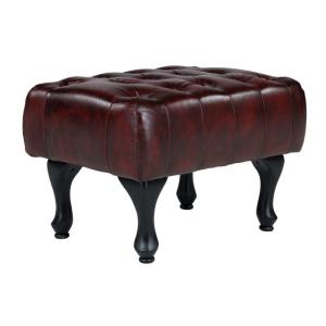 Stolička z pravé kůže Chesterfield Pittsfield červená