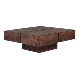 Masívny konferenčný stolík Amberley z akácie, lakovaný, hnedý – 80×80 cm
