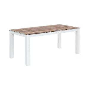 Masívny jedálenský stôl Perth z recyklovaného dreva, lakovaný, biely s farebnými prvkami – 180×90 cm