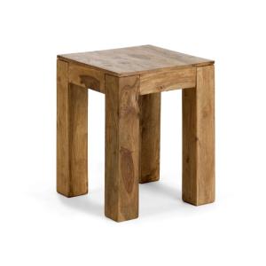 Masívny taburet z palisandru, lakovaný, hnedý – 35×35×45 cm