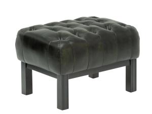 Masívny taburet Chesterfield Kingsfield z pravej kože, zelený – 61×46×43 cm
