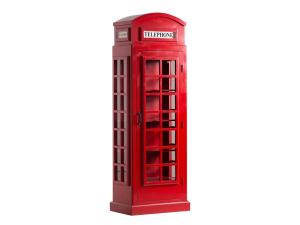 Masívna vitrína London police v červenej farbe, lakovaná, z mangového dreva – 64×40×185 cm