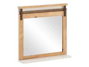 Masívne kúpeľňové zrkadlo Capera z borovice a MDF, lakované, biele/hnedé – 70x70 cm