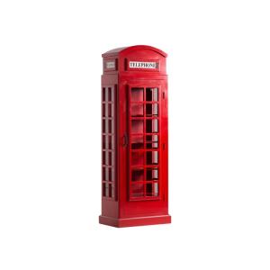 Masívna vitrína London police v červenej farbe, lakovaná, z mangového dreva – 64×40×185 cm