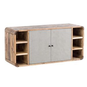 Masívny podstavec pod umývadlo z recyklovanej borovice, lakovaný, šedý – 130×60×45 cm