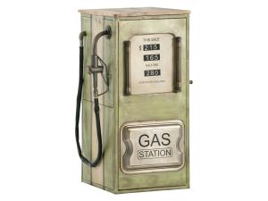 Masívny barový regál Gas Station z mangového dreva a kovu, lakovaný, zelený – 48×50×102 cm