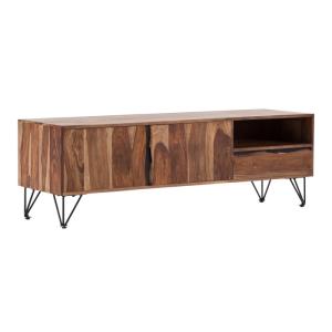 Masívny TV stolík Wildwood z palisandra, lakovaný, hnedý – 150×45×50 cm