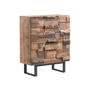 Masívna komoda Highboard v Grónsku z mangového dreva, lakovaná, hnedá