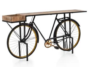 Lakovaný konzolový stôl Bike z kovu, čierny – 185×45×90 cm