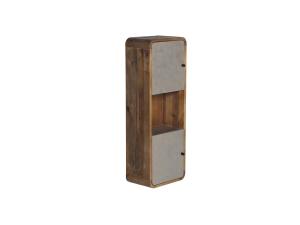 Masívna kúpeľňová skrinka Dingle z recyklovanej borovice a MDF, lakovaná, prírodná / šedá – 40×25×110 cm
