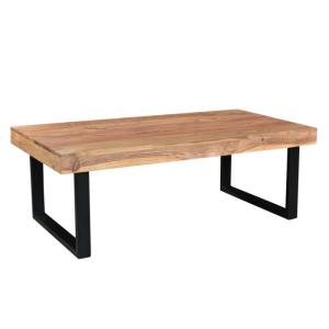 Masívny konferenčný stolík Ettrick z akácie, lakovaný, prírodný / čierny – 116×57×40 cm