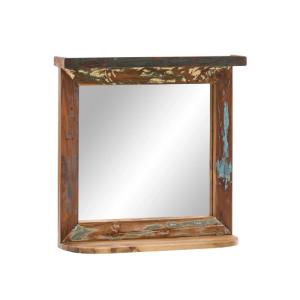 Masívne kúpeľňové zrkadlo Sumana z recyklovaného tvrdého dreva, lakované, hnedé – 57×15×62 cm