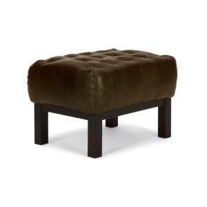 Masívny taburet Chesterfield Kingsfield z pravej kože, hnedý