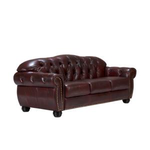 Pohovka Chesterfield Hereford 3-miestna z pravej kože, červená – 224×96×94 cm