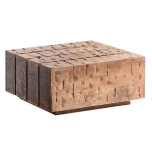 Masívny konferenčný stolík Otara z mangového dreva, lakovaný, hnedý – 70×70×35 cm