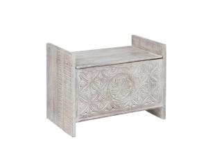 Masívna lavicová truhla Mackay z mangového dreva, lakovaná, biela – 71×40×55 cm